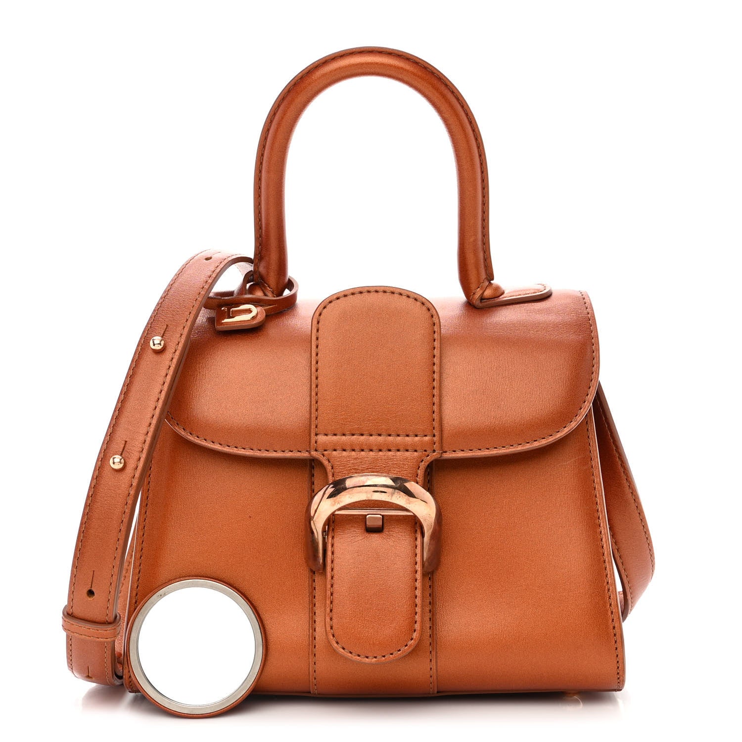 Delvaux Metallic Calfskin Mini Brillant Satchel Camel 3 of 14