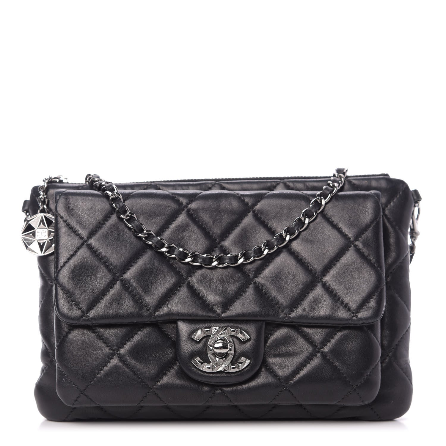 Chanel Lambskin Quilted Mineral Nights Flap Wristlet Black 1 of 9