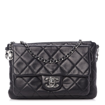 Chanel Lambskin Quilted Mineral Nights Flap Wristlet Black 1 of 9