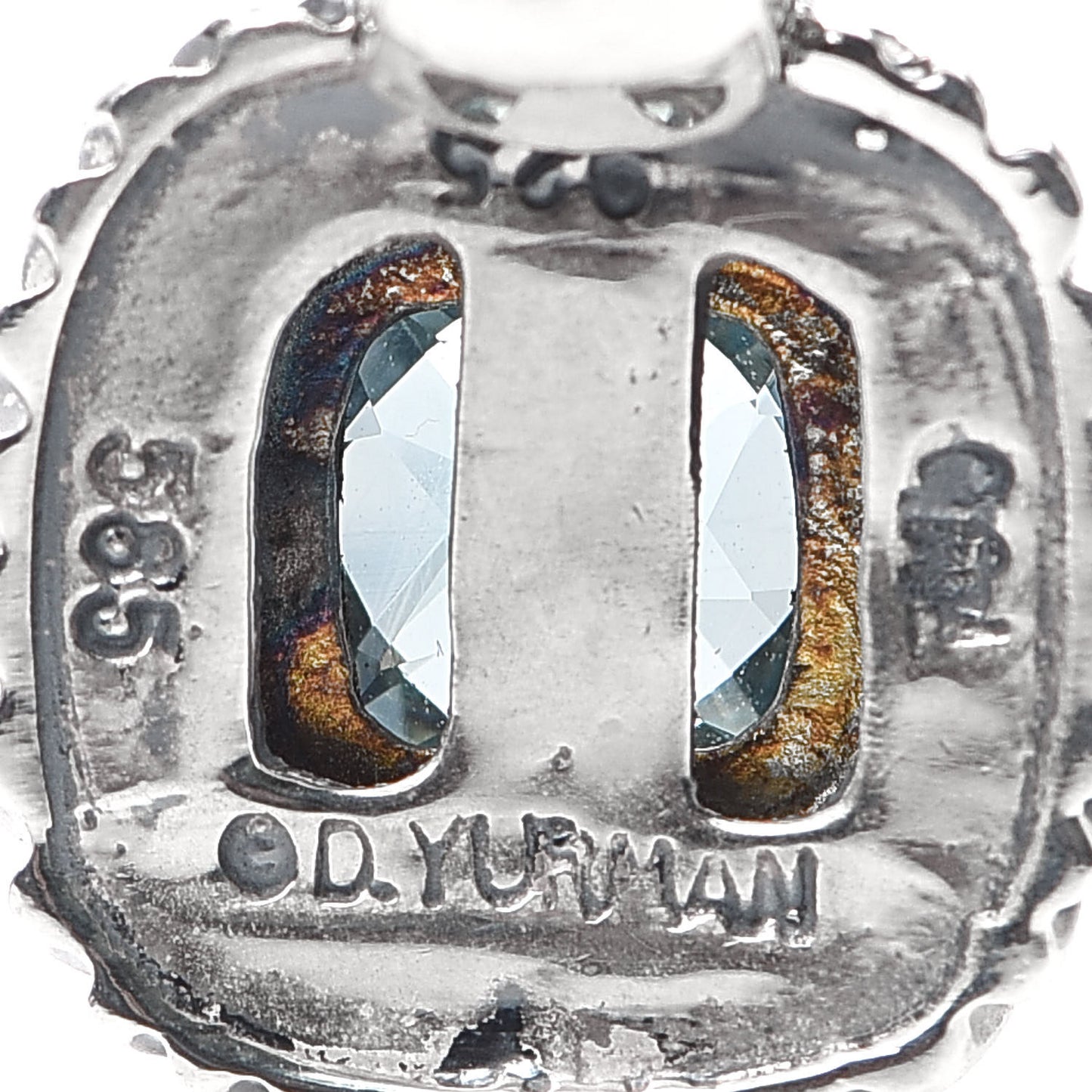 Sterling Silver 14K Yellow Gold Blue Topaz 7mm Albion Enhancer Pendant