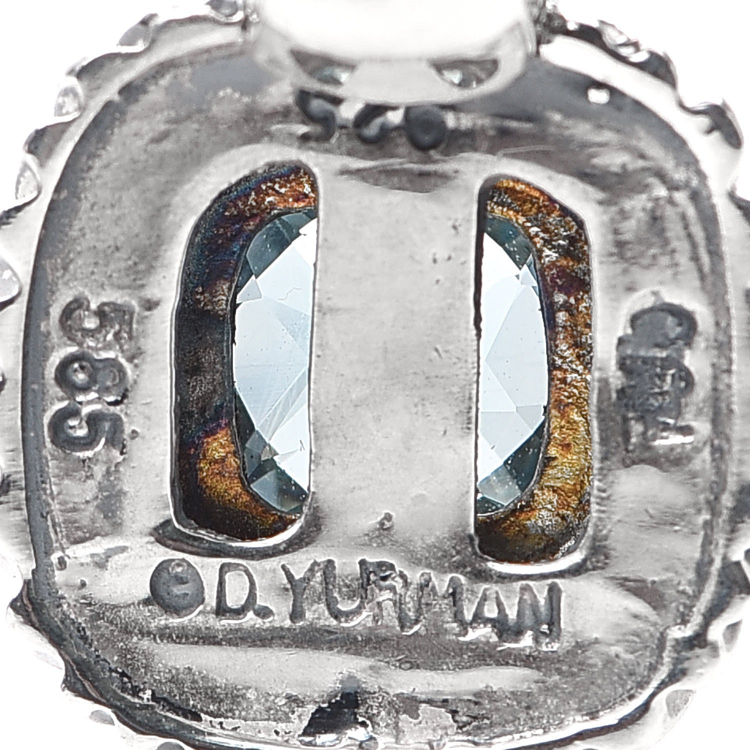 David Yurman Sterling Silver 14K Yellow Gold Blue Topaz 7mm Albion Enhancer Pendant 3 of 3