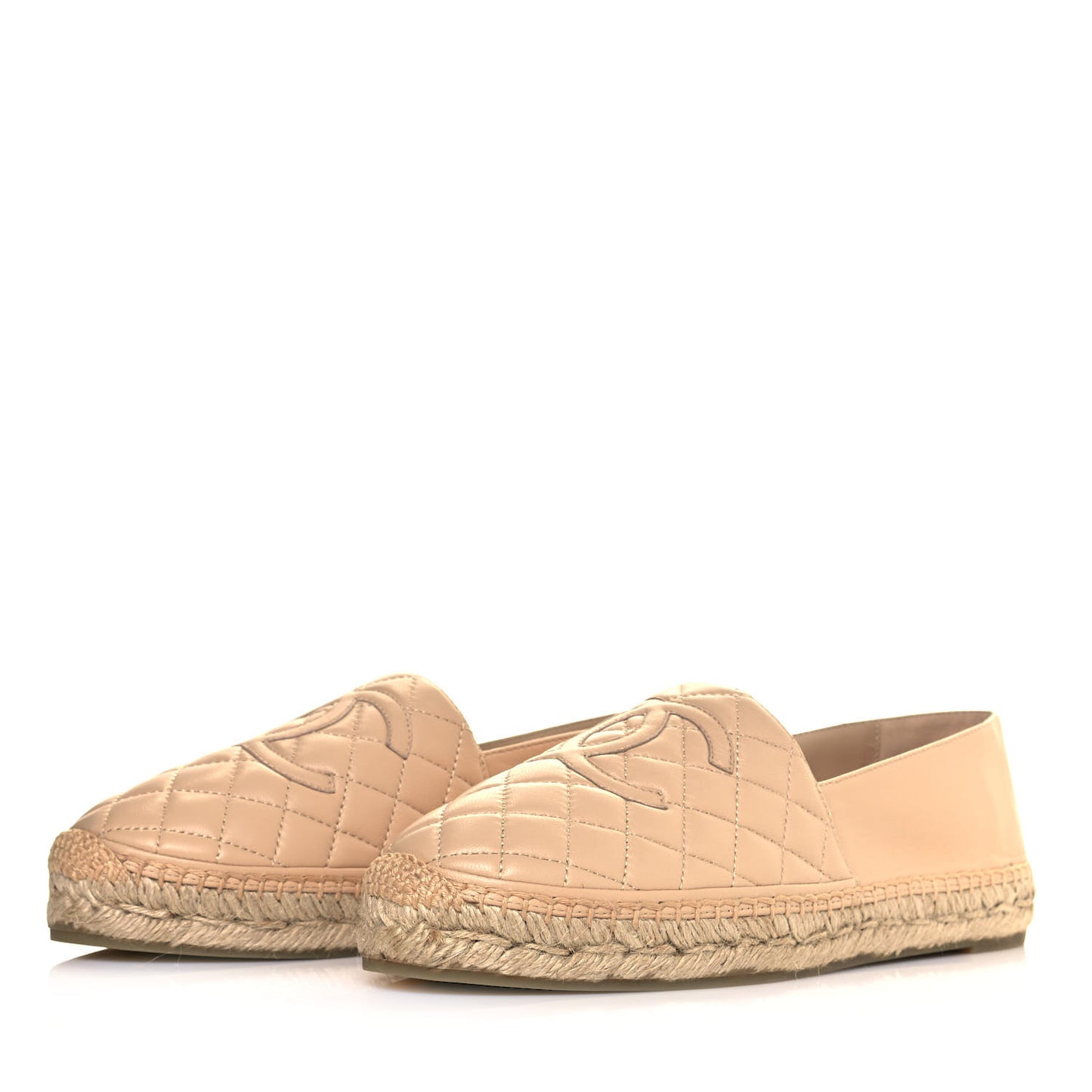 Lambskin Quilted CC Espadrilles 41 Beige