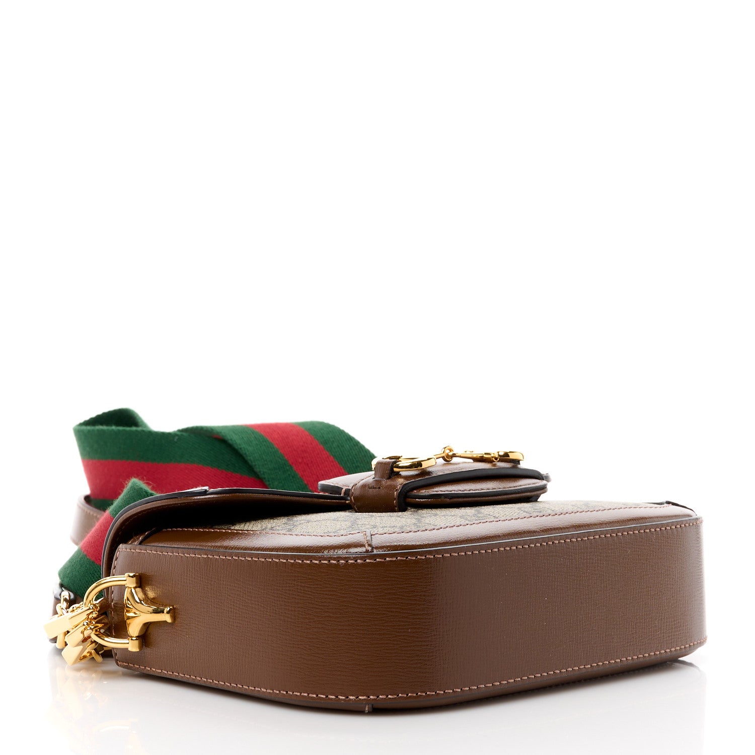 Gucci GG Supreme Monogram Web Mini Horsebit 1955 Shoulder Bag Beige Brown Sugar 4 of 13