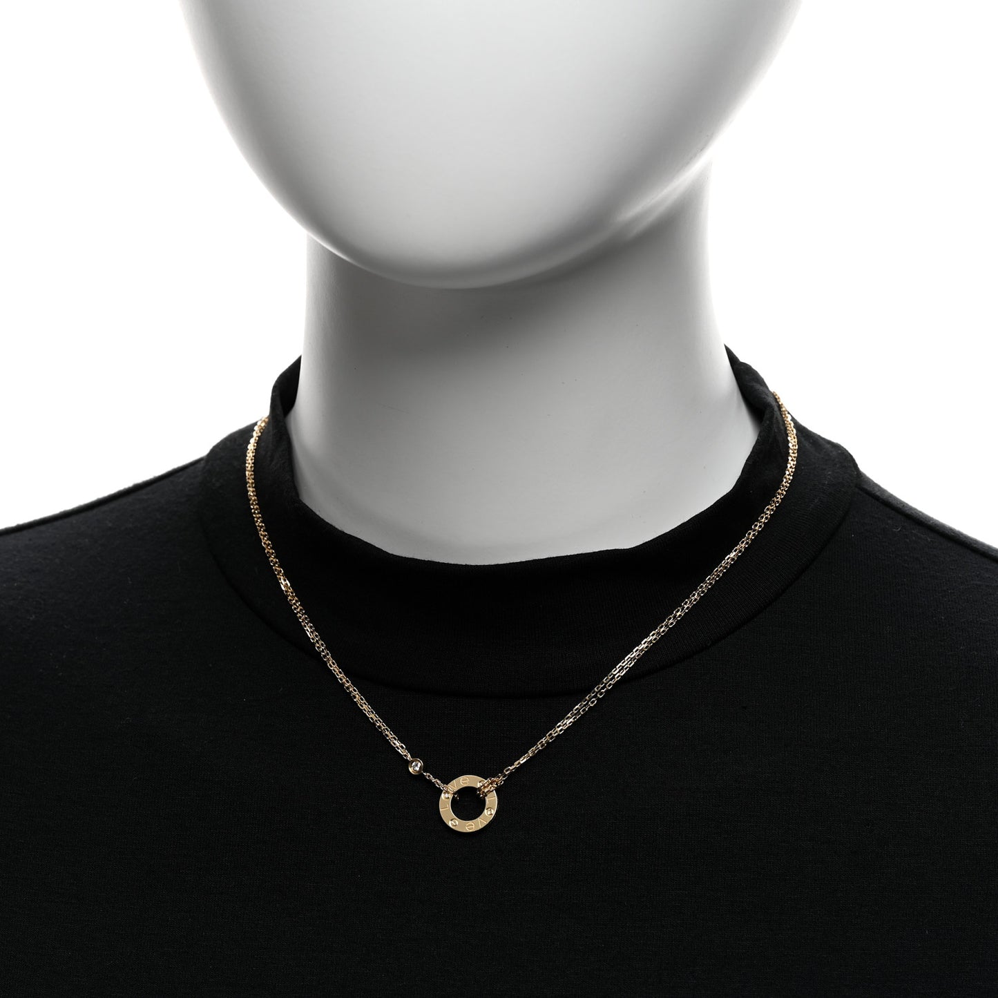 18K Yellow Gold 2 Diamond LOVE Necklace
