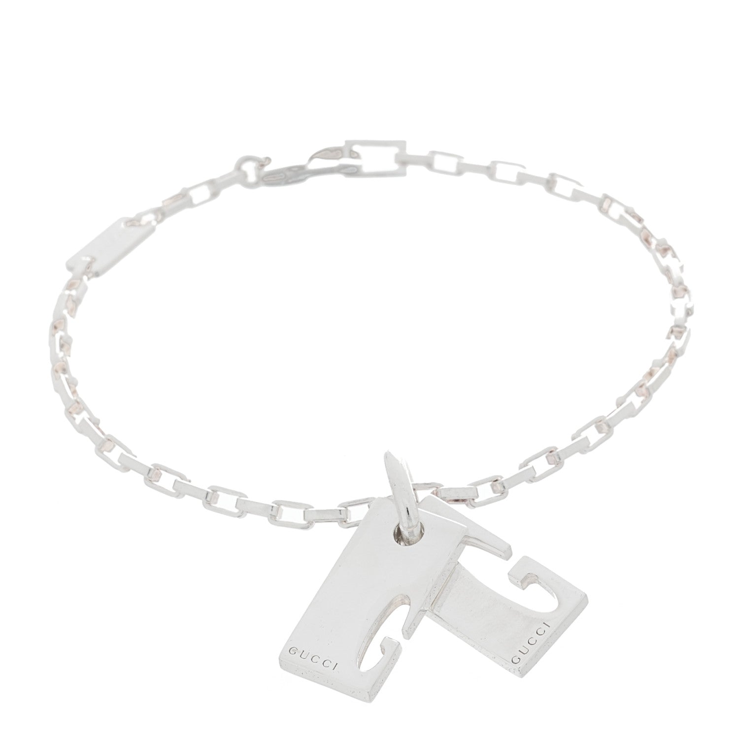 Gucci Sterling Silver Double G Charm Bracelet 1 of 5