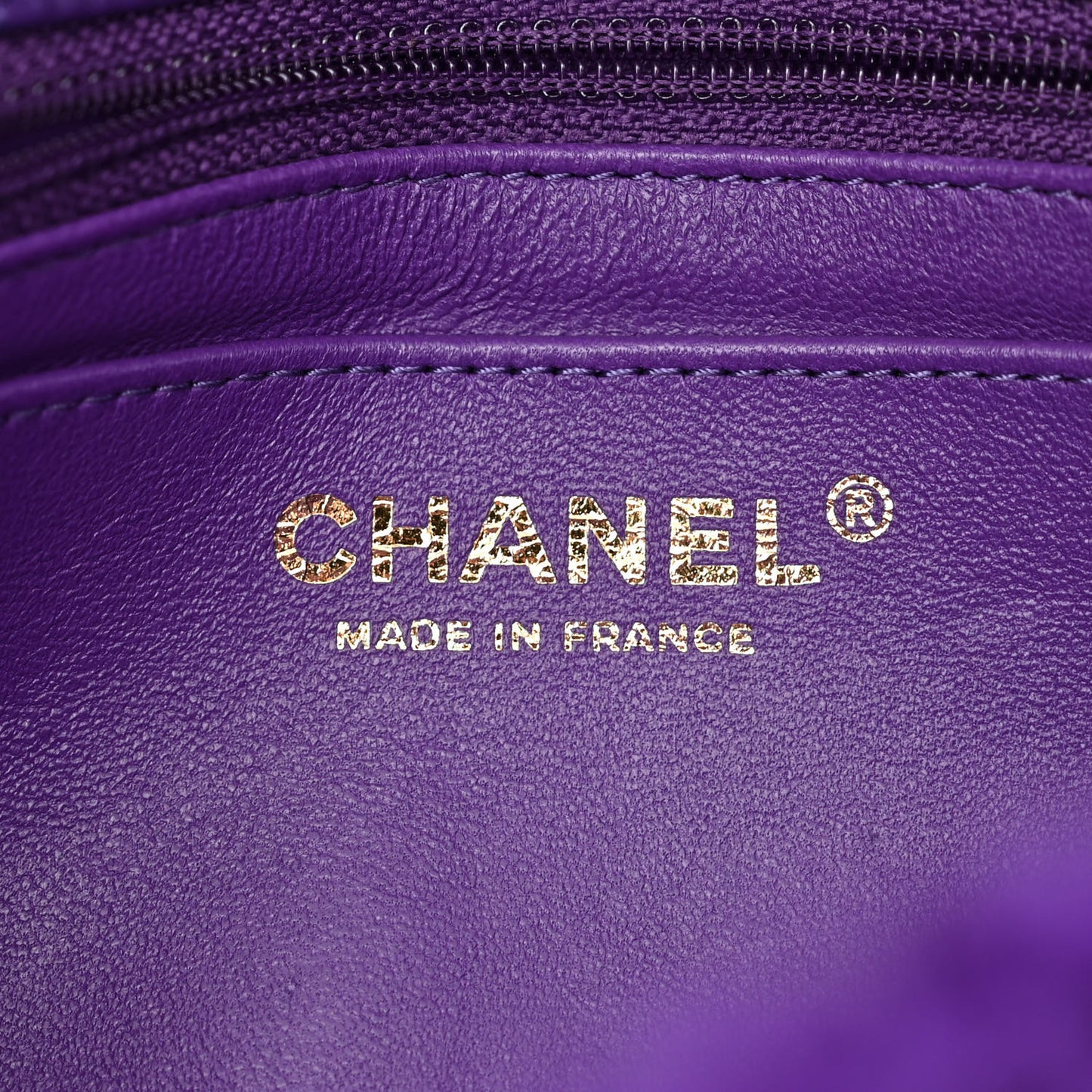 Shearling Lambskin Quilted Flap Purple