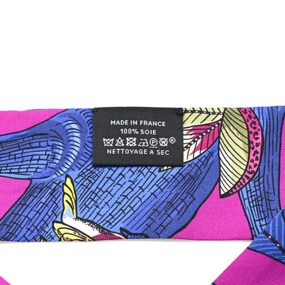 Hermes Silk Tree Of Song Twilly Fuchsia Bleu Rouge 4 of 4