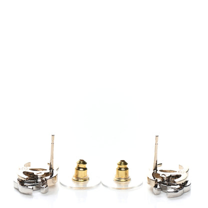 Chanel Crystal Double CC Earrings Gold Silver 3 of 4