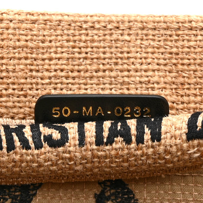 Christian Dior Canvas Jute Embroidered Medium Book Tote Black Beige 7 of 10