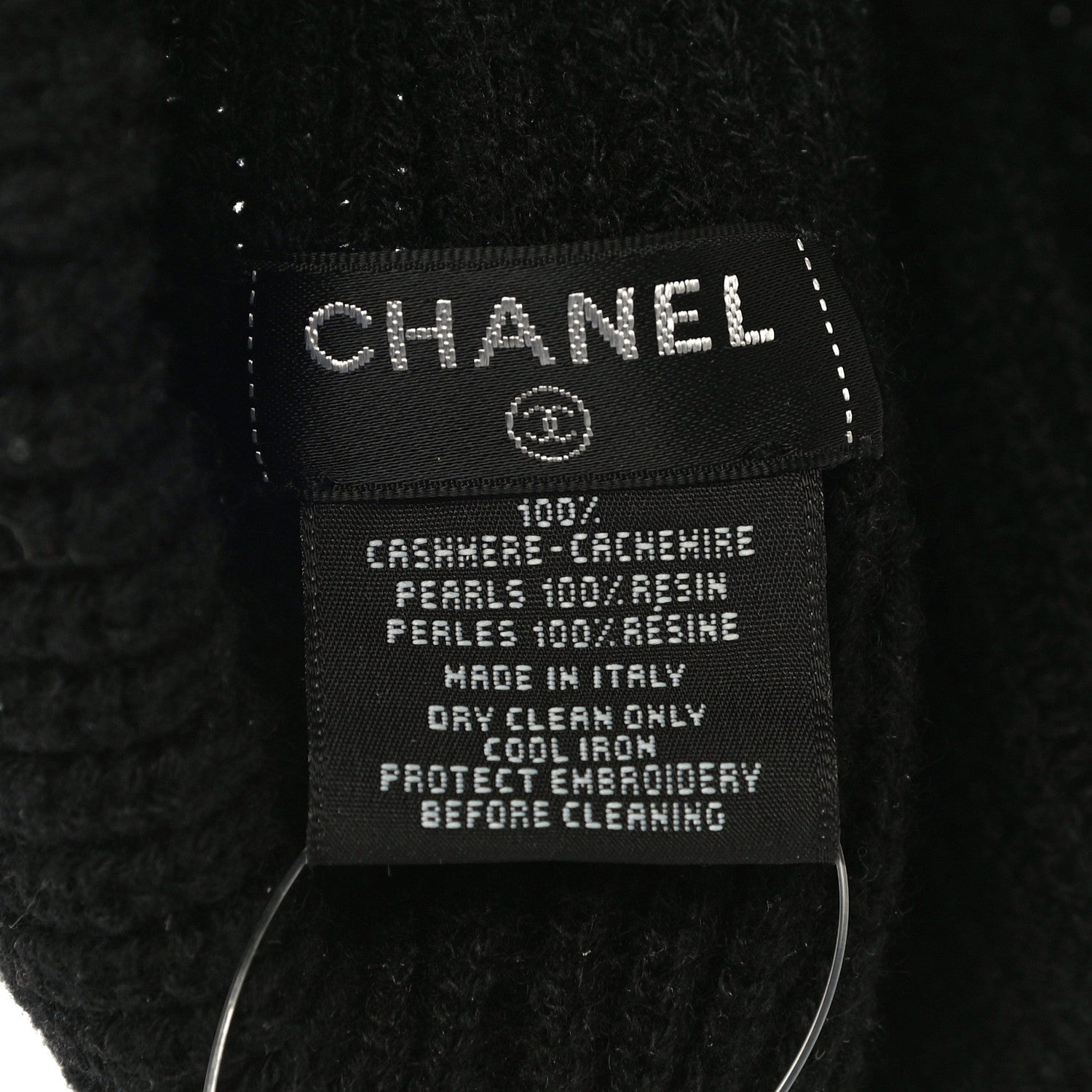 Chanel Cashmere Logo Beanie Hat Black White 5 of 6