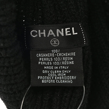 Chanel Cashmere Logo Beanie Hat Black White 5 of 6