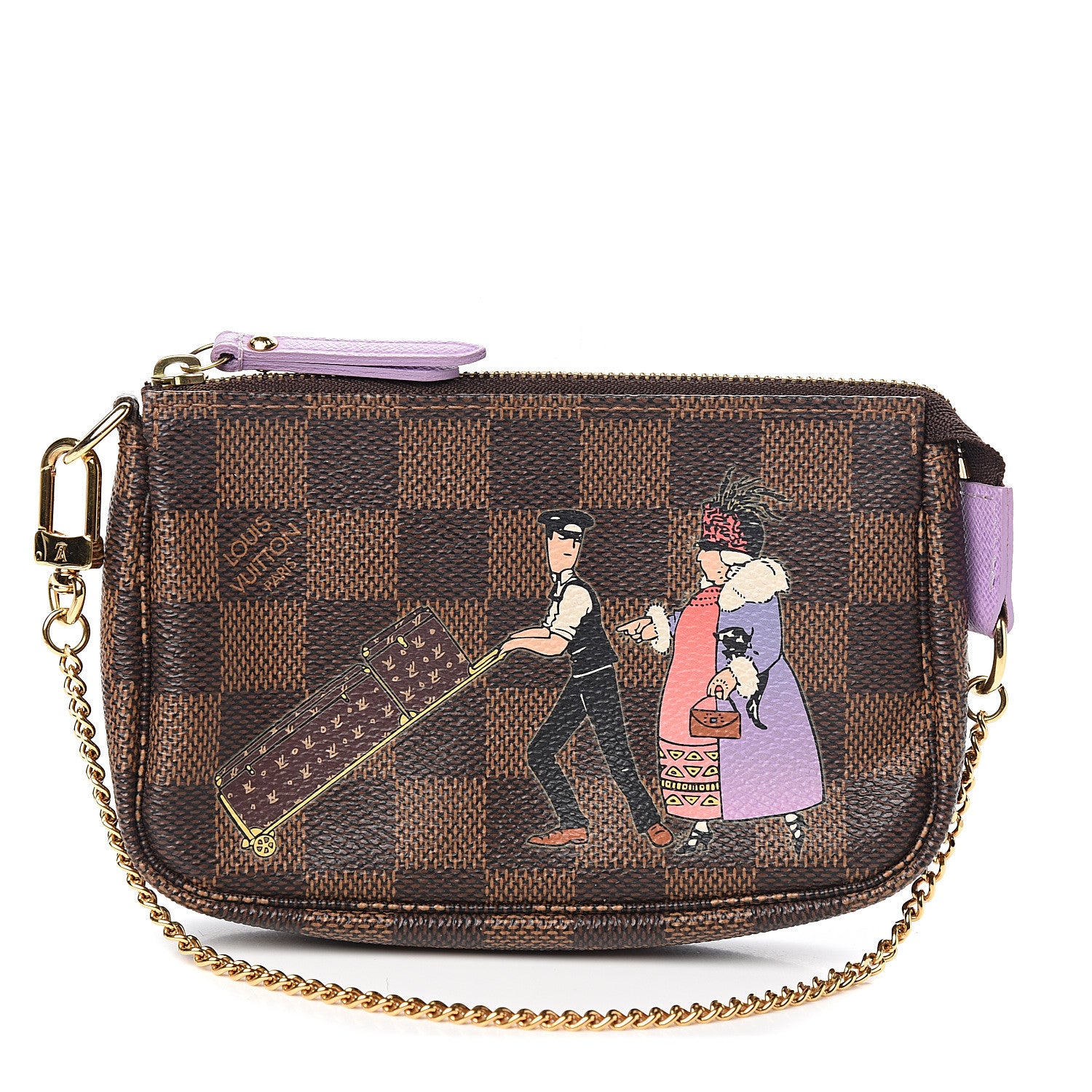 Louis Vuitton Damier Ebene Illustre Mini Pochette Accessories Violet 1 of 8