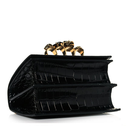 Alexander McQueen Crocodile Embossed Calfskin Knuckle Crossbody Black 3 of 8