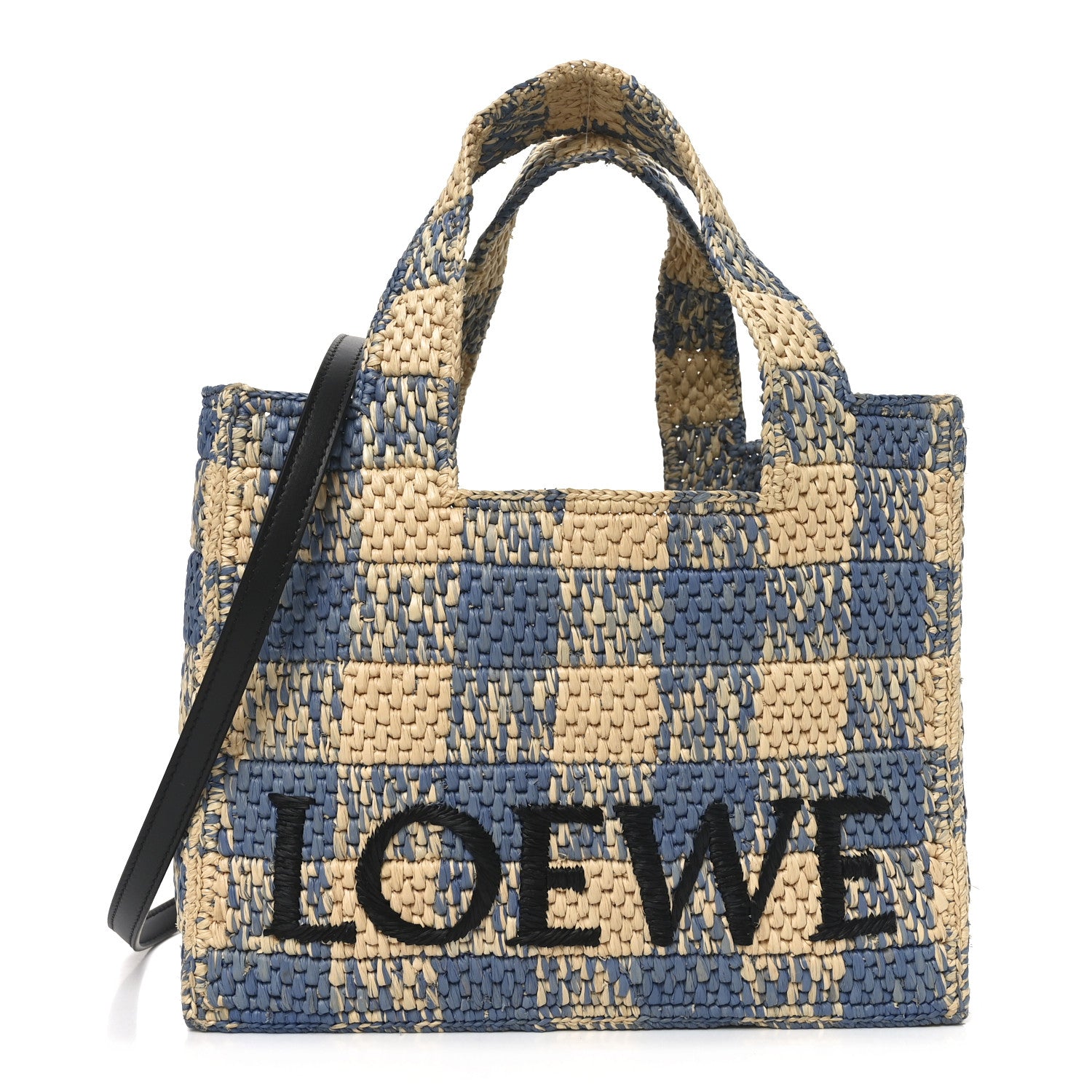 Loewe X PAULA'S IBIZA Raffia Small Font Tote Natural Light Blue 1 of 9