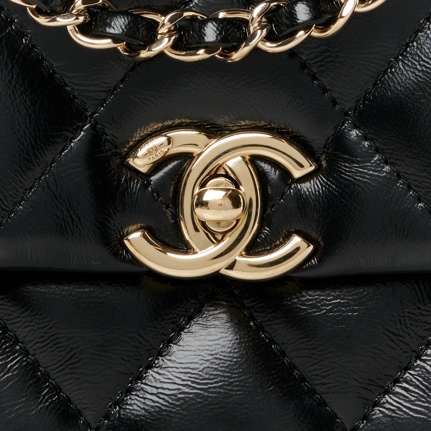 Shiny Lambskin Quilted Mini Coco Trip Flap Bag Black