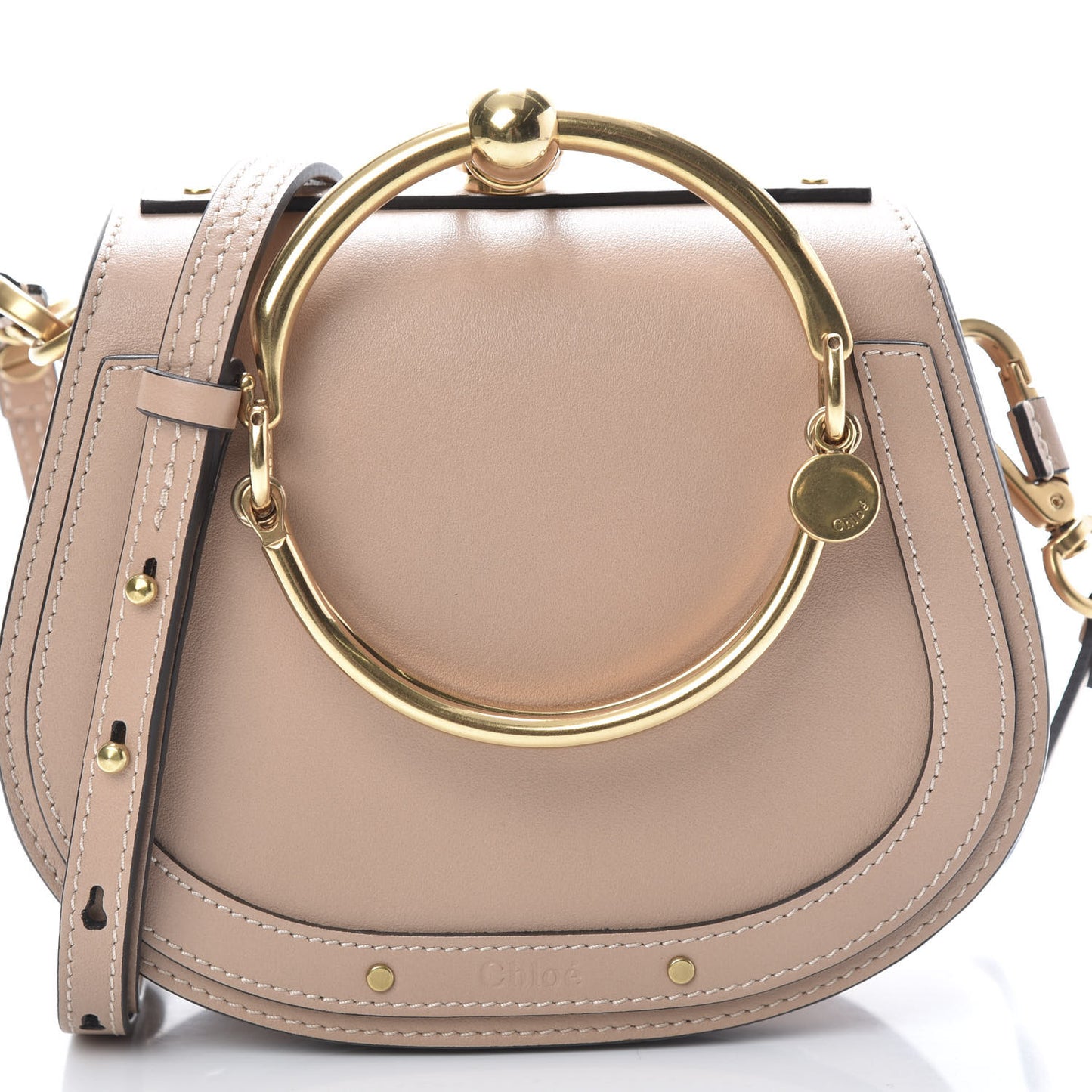 Calfskin Suede Small Nile Bracelet Bag Biscotti Beige