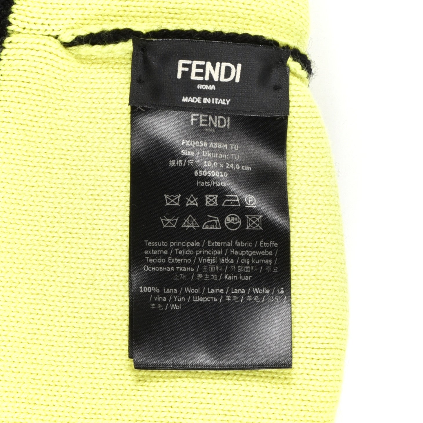 Fendi Wool Beanie M Black Fluo Yellow 4 of 4