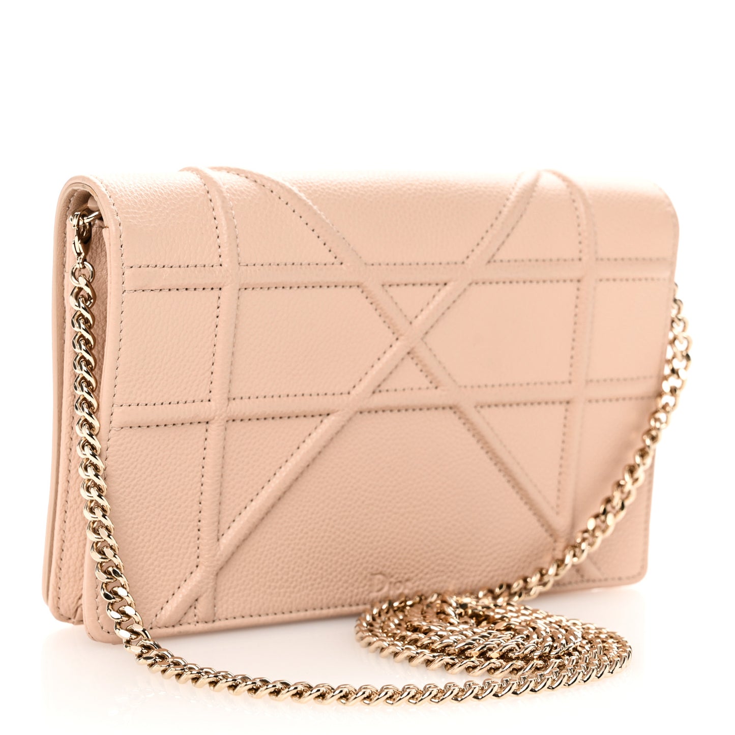 Grained Calfskin Diorama Wallet on Chain Pouch Nude