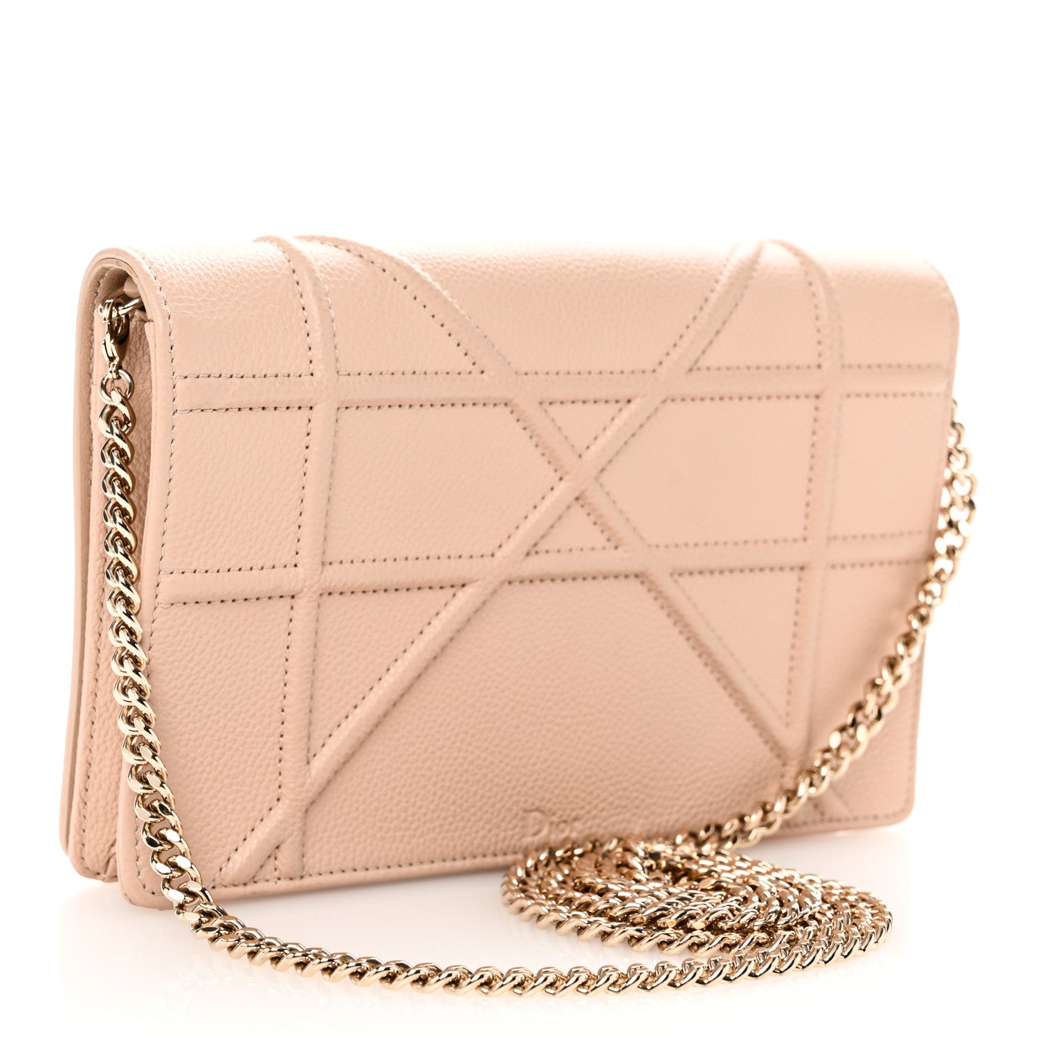 Christian Dior Grained Calfskin Diorama Wallet on Chain Pouch Nude 3 of 10