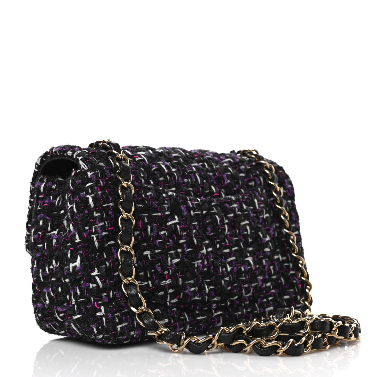 Tweed Quilted Mini Rectangular Flap Blue Purple Khaki Pink