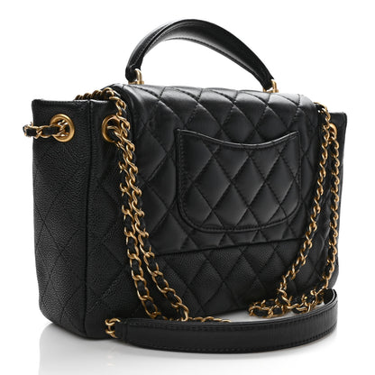 Chanel Caviar Calfskin Quilted Small Top Handle Flap Black 3 of 10