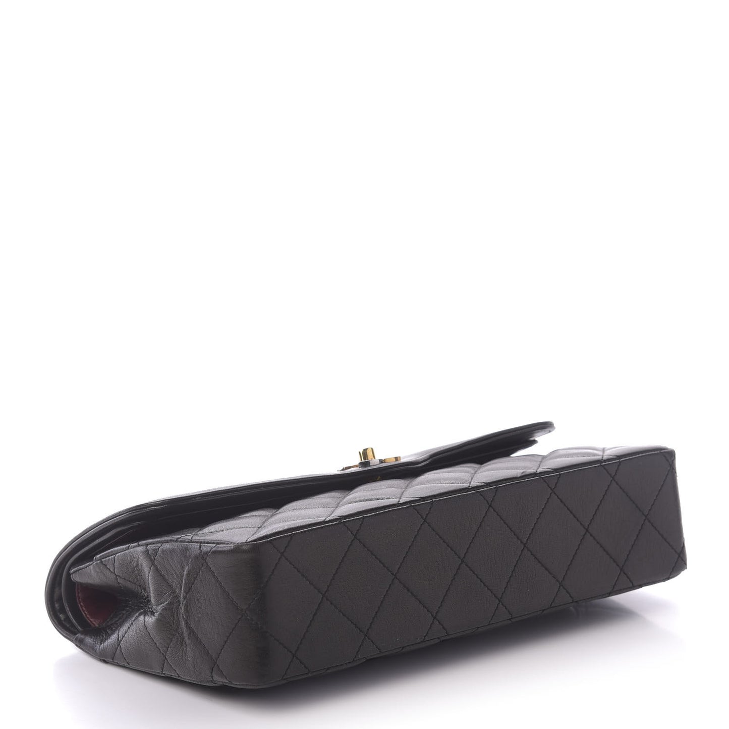 Lambskin Quilted Medium Double Flap Black