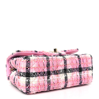 Chanel Metallic Tweed Quilted Mini Rectangular Flap Pink Navy White 4 of 10