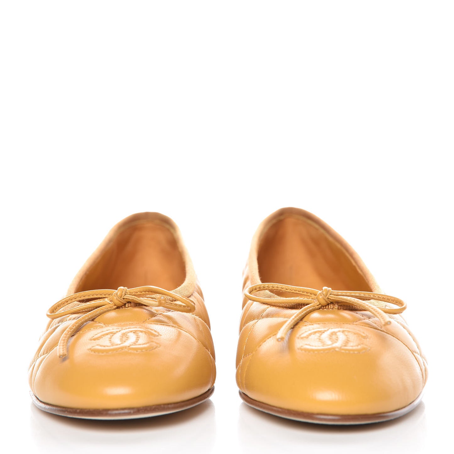 Lambskin Quilted CC Cap Toe Ballerina Flats 37 Yellow