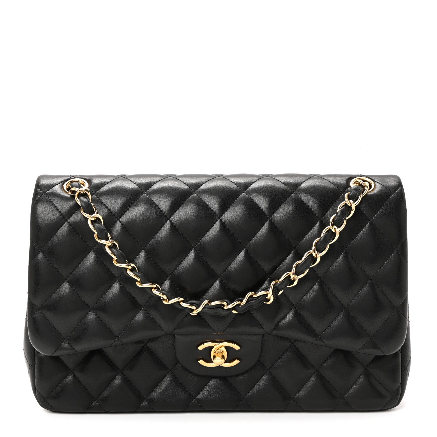 Chanel Lambskin Quilted Jumbo Double Flap Black 1 of 10