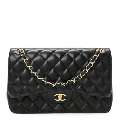 Chanel Lambskin Quilted Jumbo Double Flap Black 1 of 10