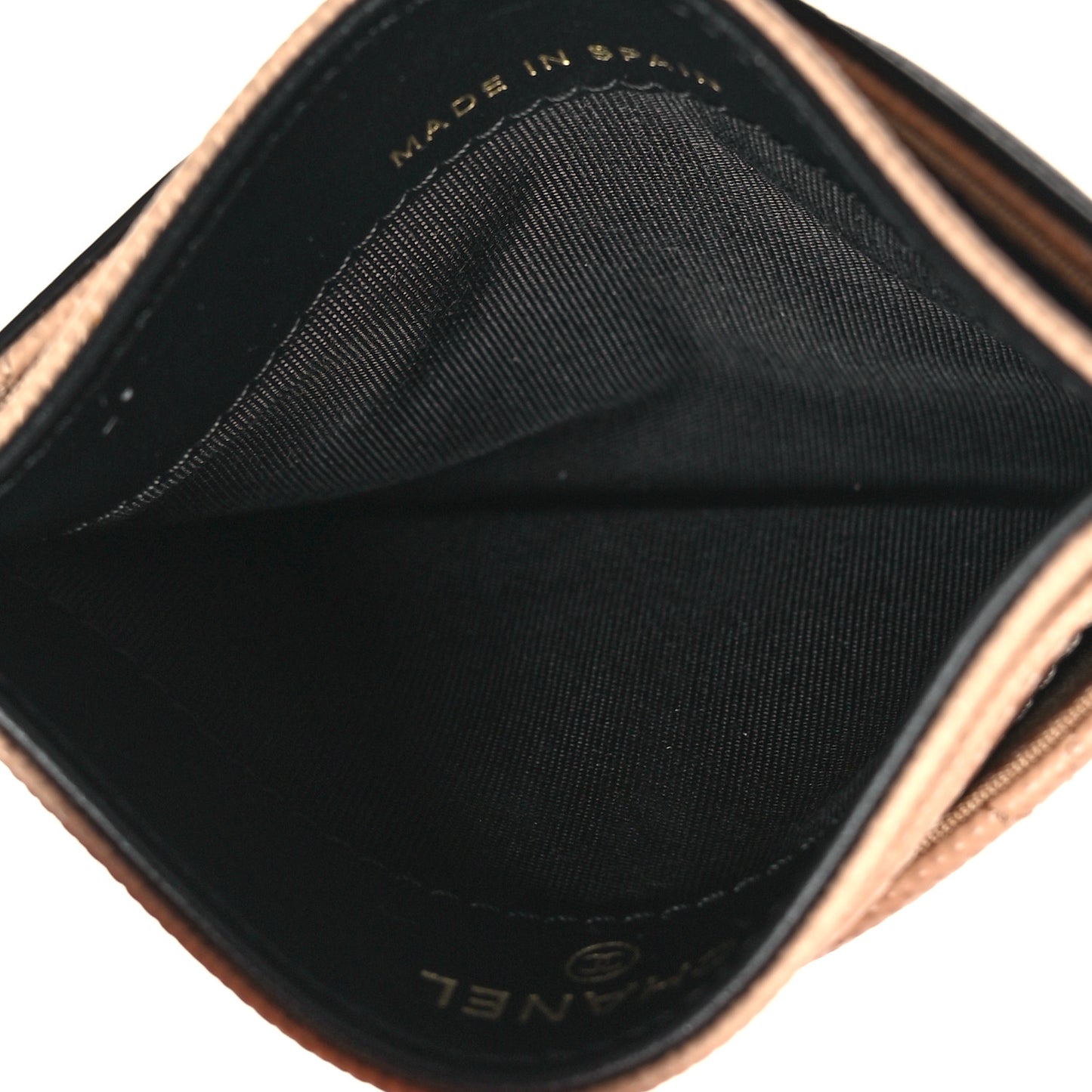 Caviar Quilted Filigree Card Holder Beige Black