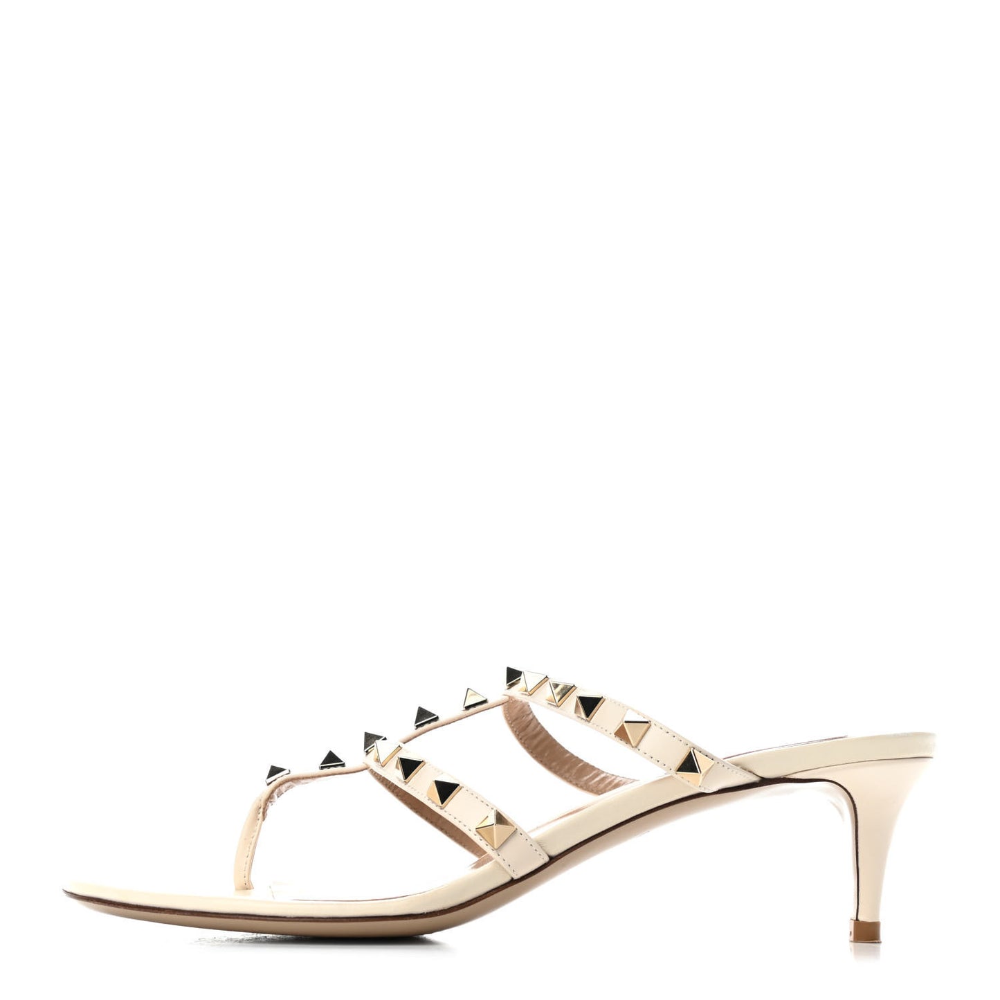 Calfskin Rockstud 50mm Flip Flop Thong Sandals 37.5 Ivory
