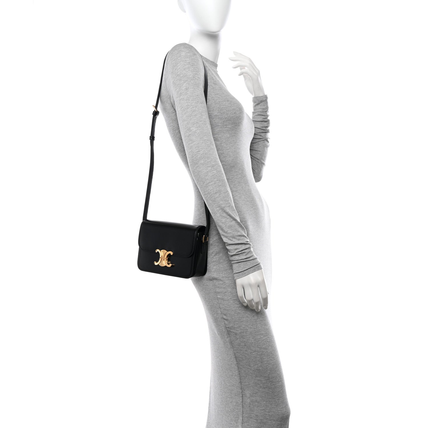 Celine Shiny Calfskin Teen Triomphe Black 2 of 12
