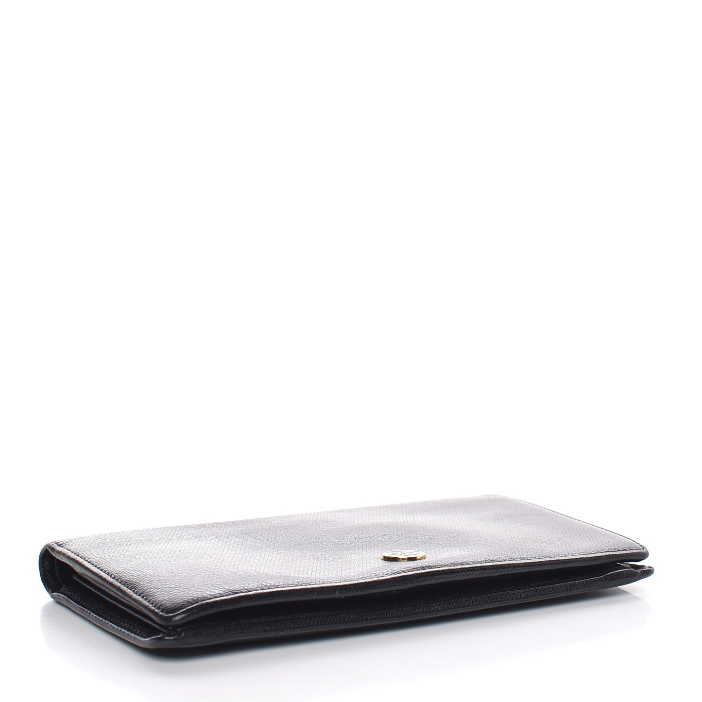 Grained Calfskin CC Button Yen Wallet Black