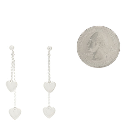 Tiffany Sterling Silver Double Heart Drop Earrings 2 of 5