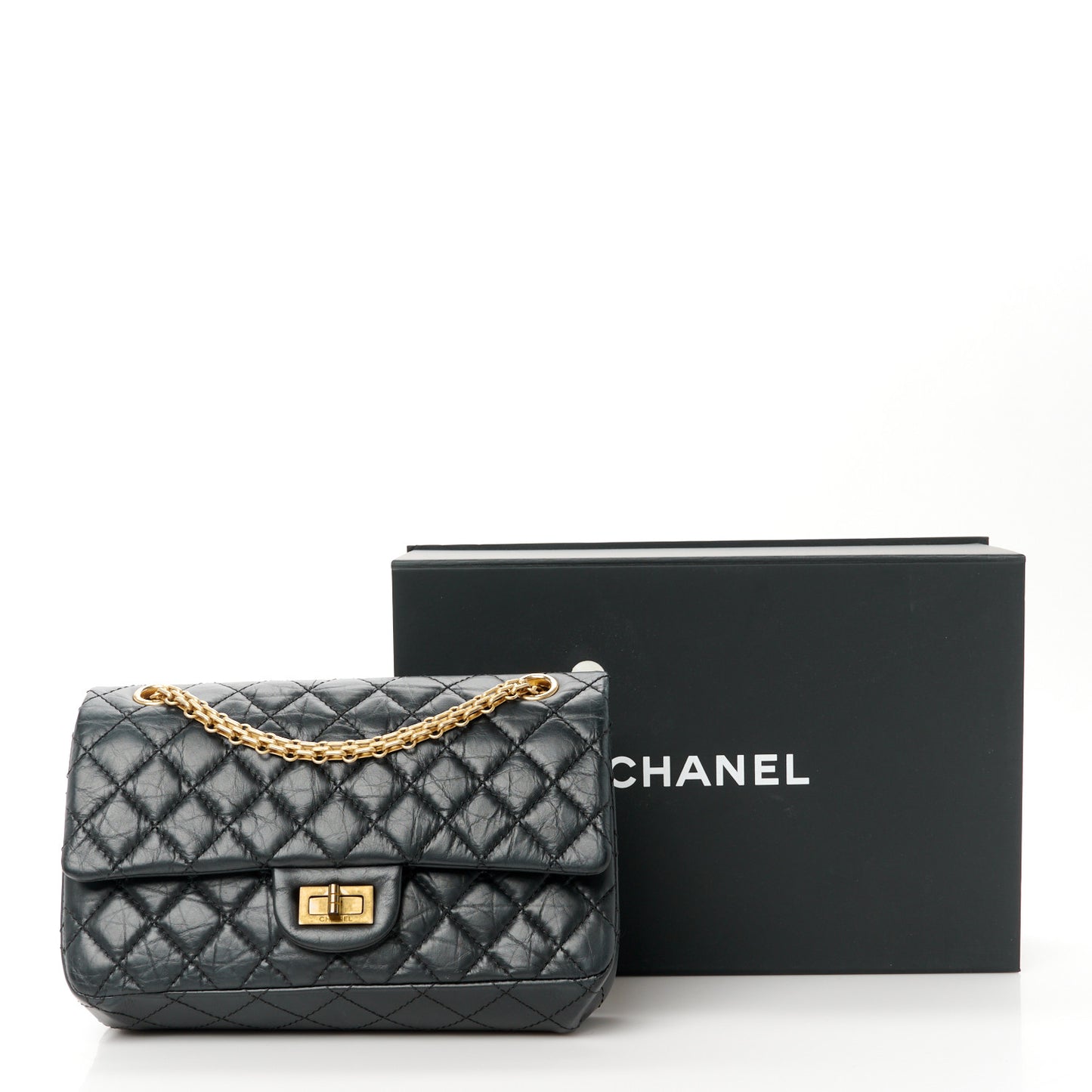 Aged Calfskin Quilted 2.55 Reissue 225 Flap Black