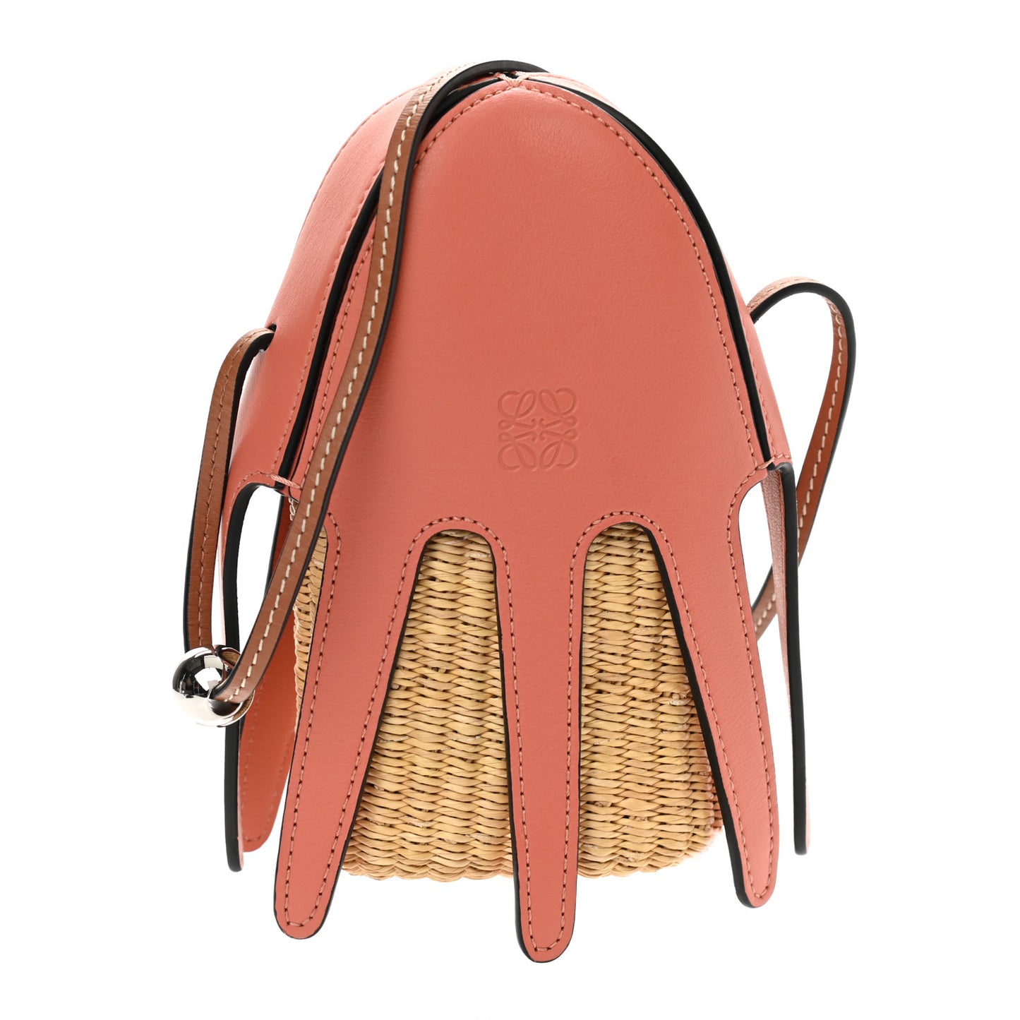 Calfskin Wicker Paula's Ibiza Octopus Mini Crossbody Natural Pink Tulip