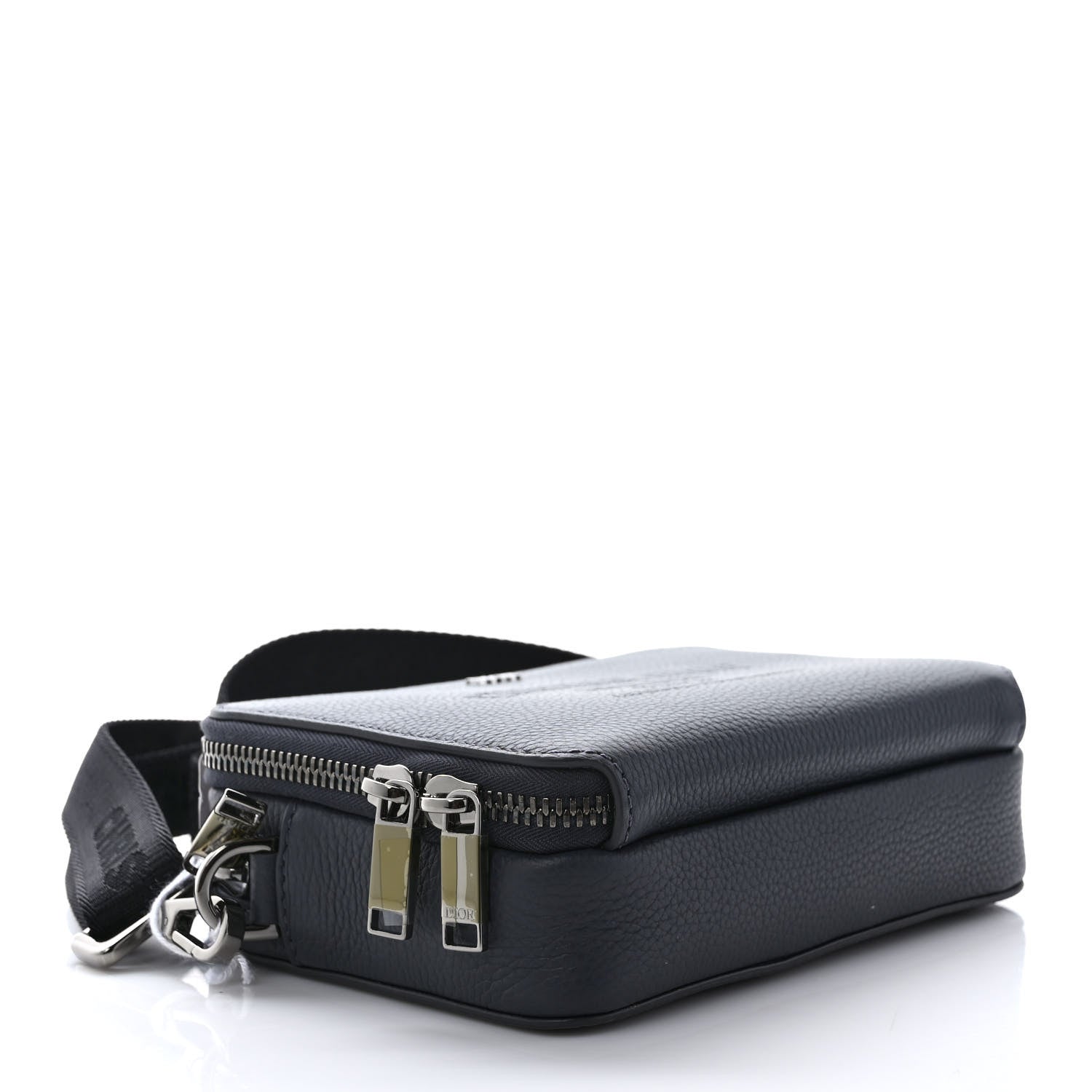 Christian Dior Grained Calfskin Double Zip Crossbody Pouch Blue 4 of 10