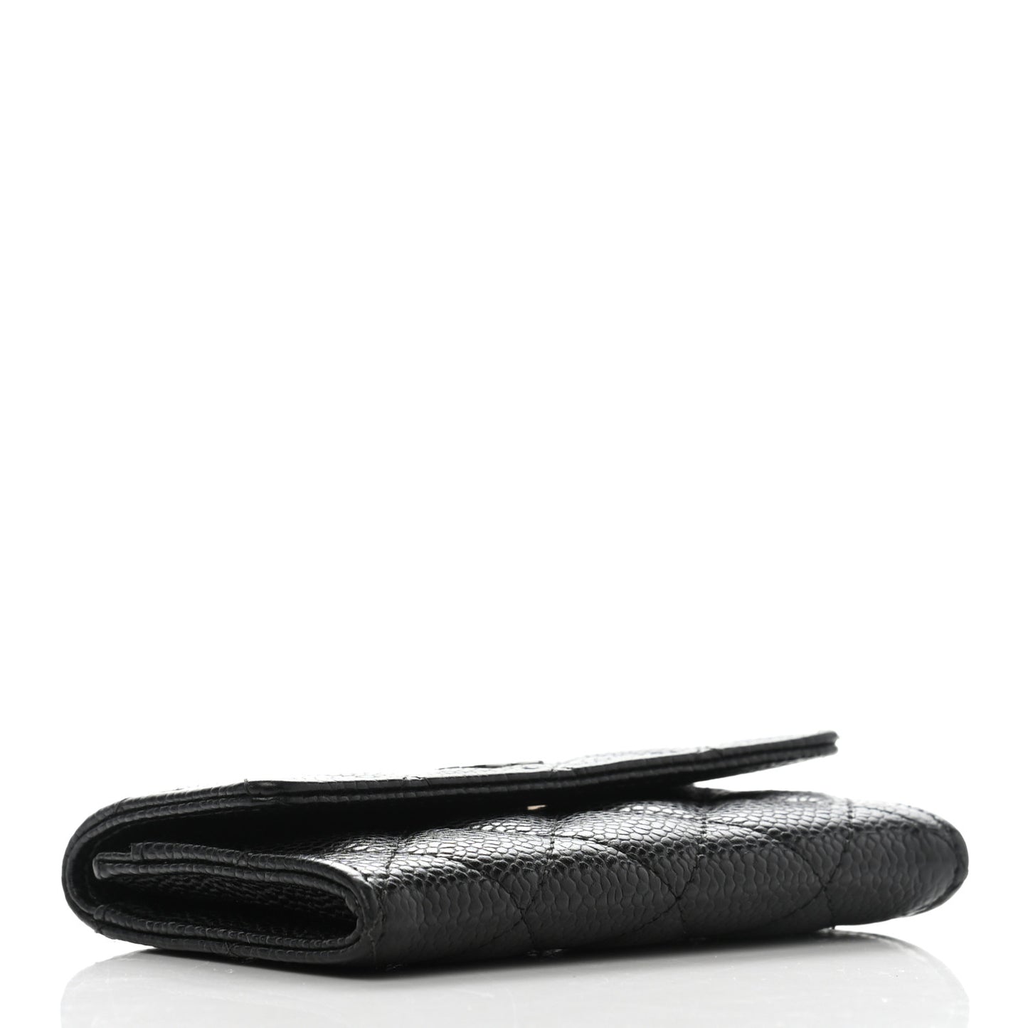 Caviar Quilted Flap Card Holder Black