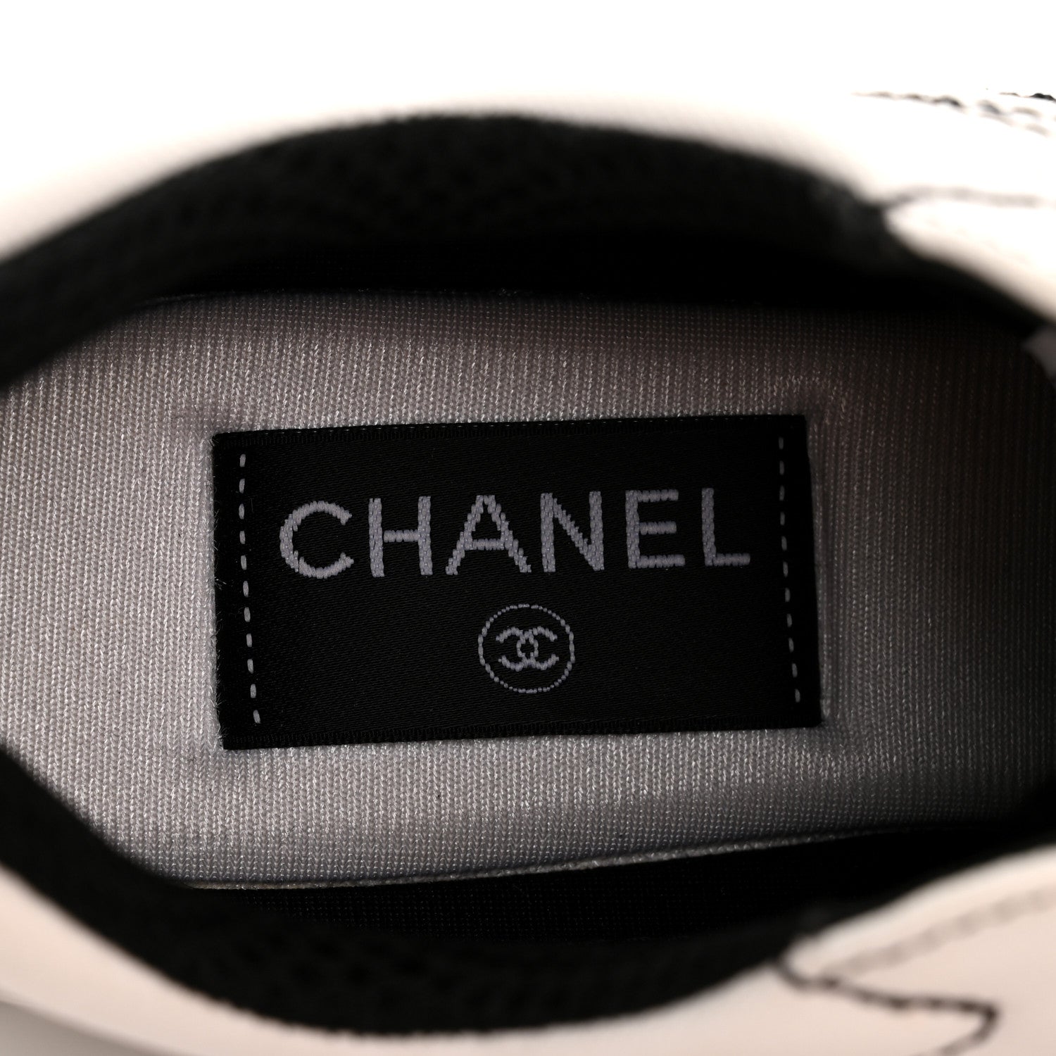 Chanel Cotton Womens CC Sneakers 37.5 White Black 8 of 9