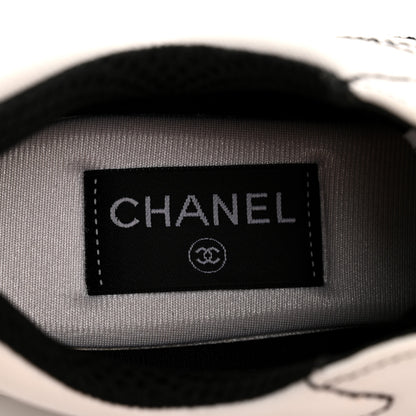 Chanel Cotton Womens CC Sneakers 37.5 White Black 8 of 9