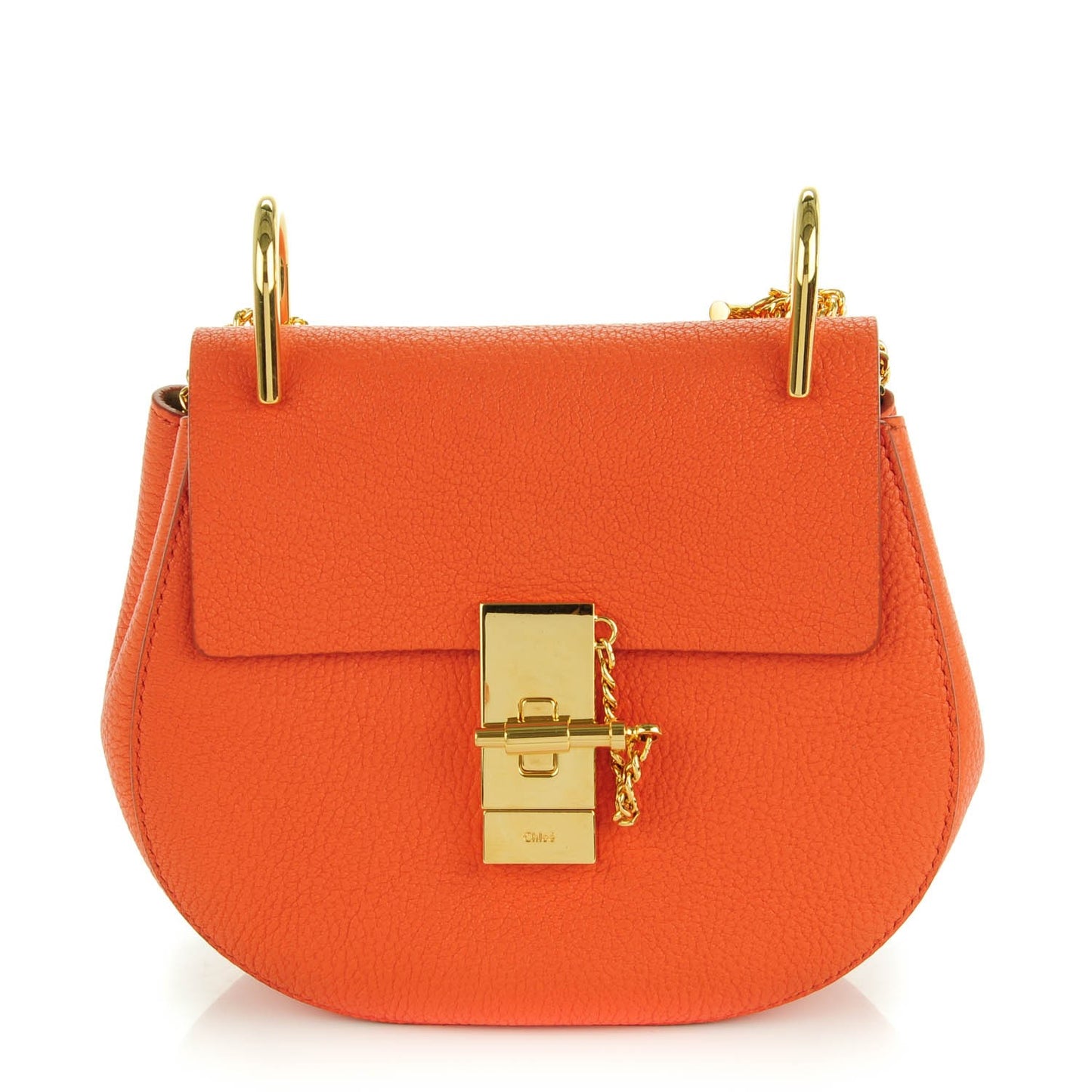 Grained Lambskin Mini Drew Shoulder Bag Foxy Orange