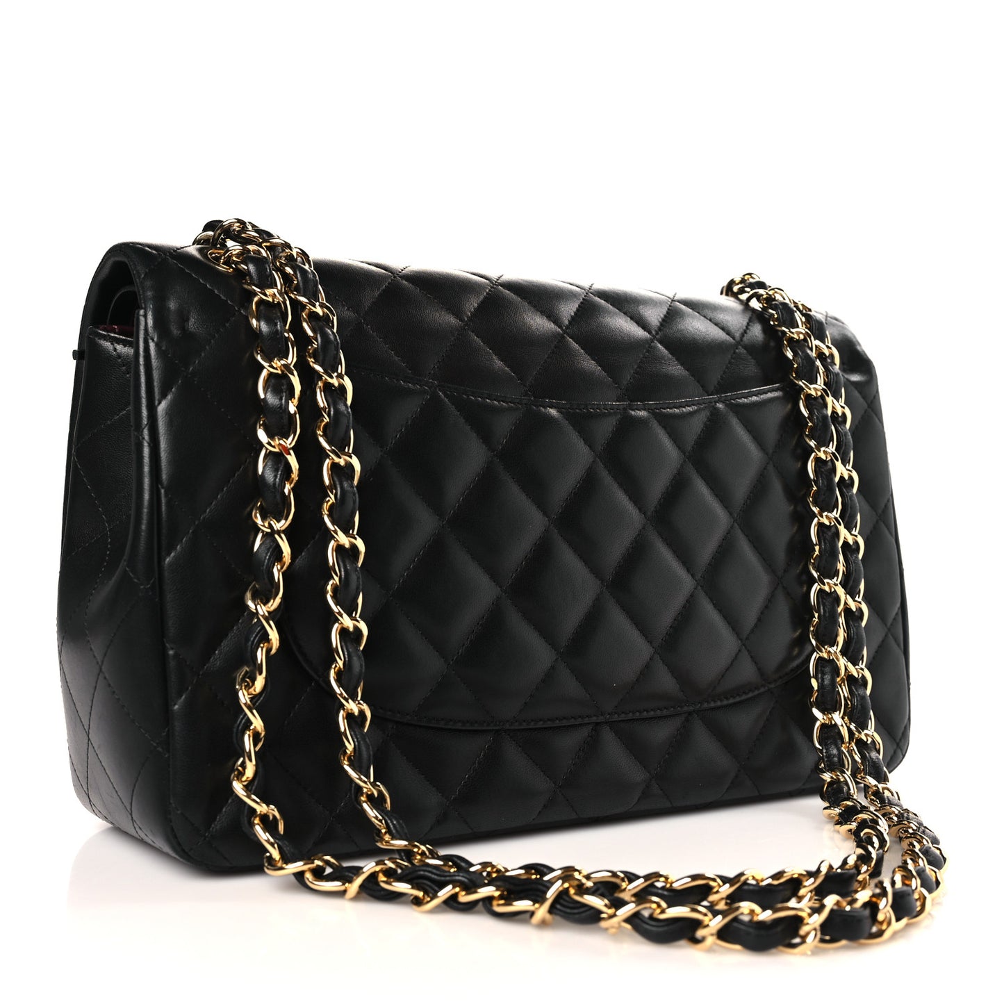 Lambskin Quilted Jumbo Double Flap Black