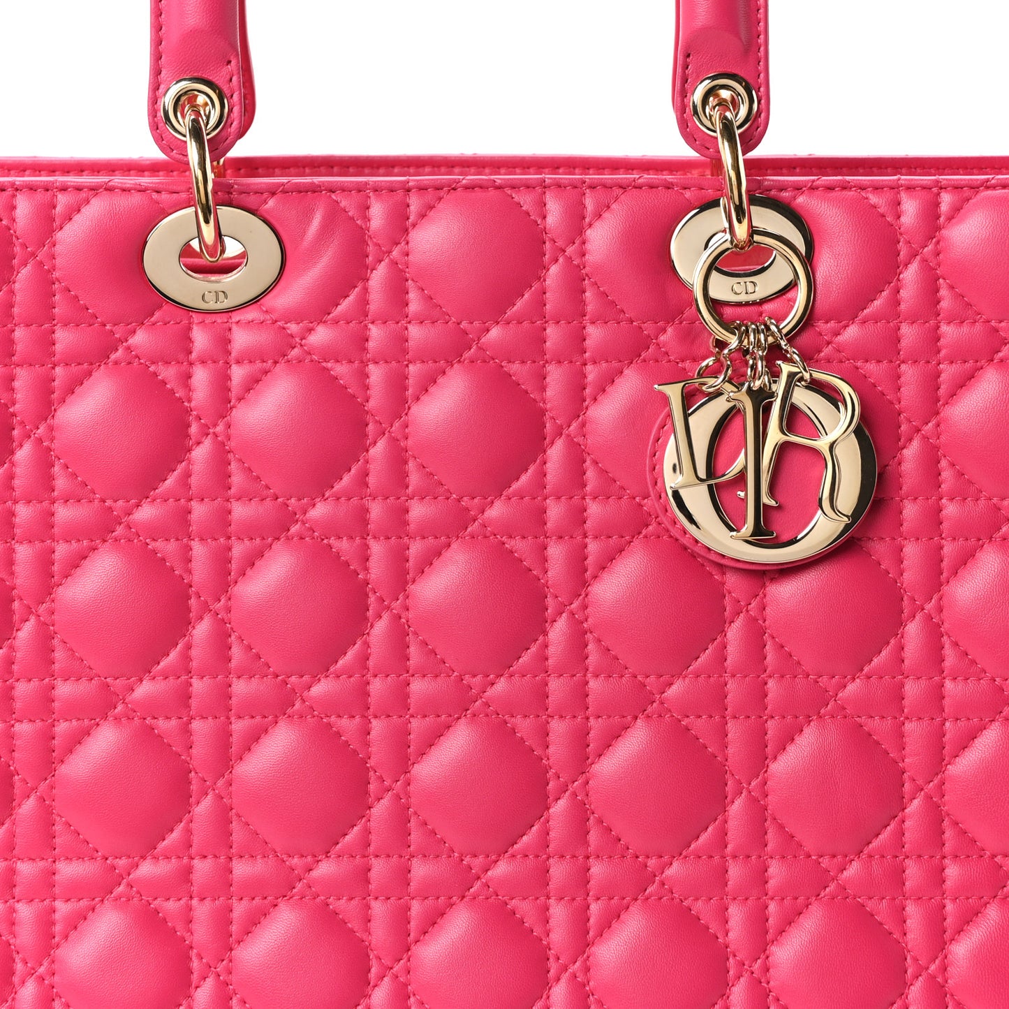 Lambskin Cannage Large Lady Dior Fuchsia