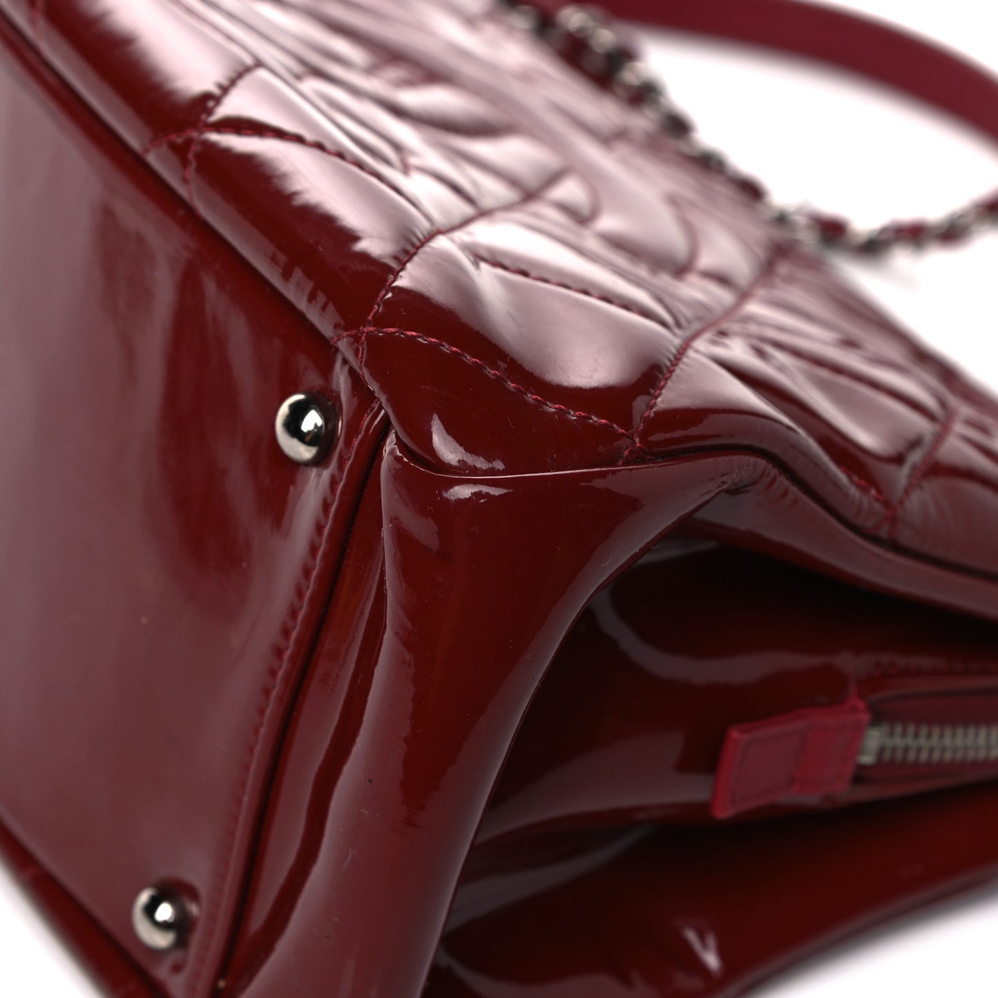 Patent Quilted Timeless CC Soft Tote Red
