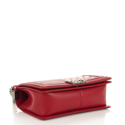 Chanel Calfskin Chevron Quilted Medium Boy Flap Red 4 of 7