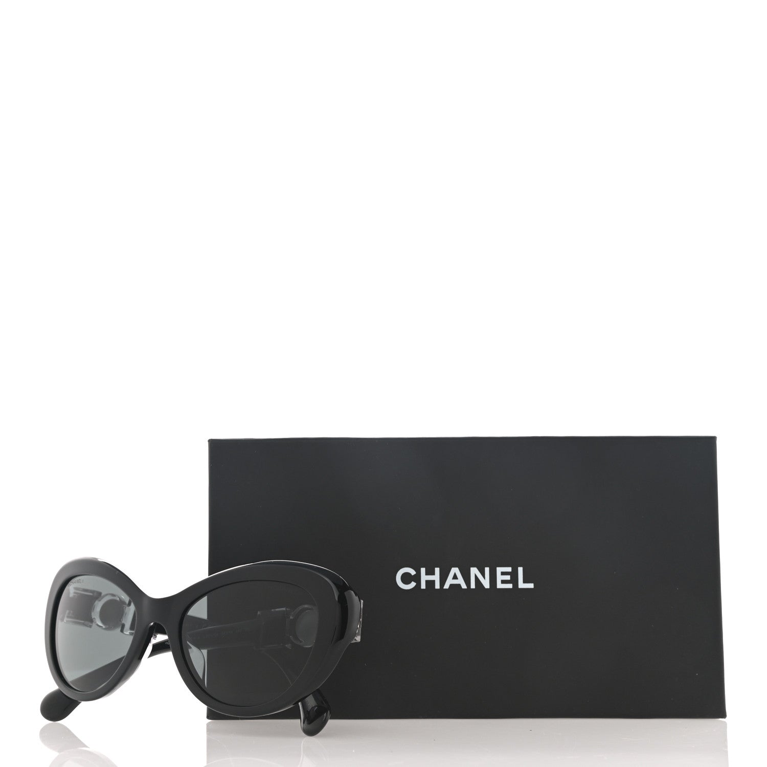 Chanel Acetate Glass Pearls Cat Eye Sunglasses 5443-H Black 9 of 9
