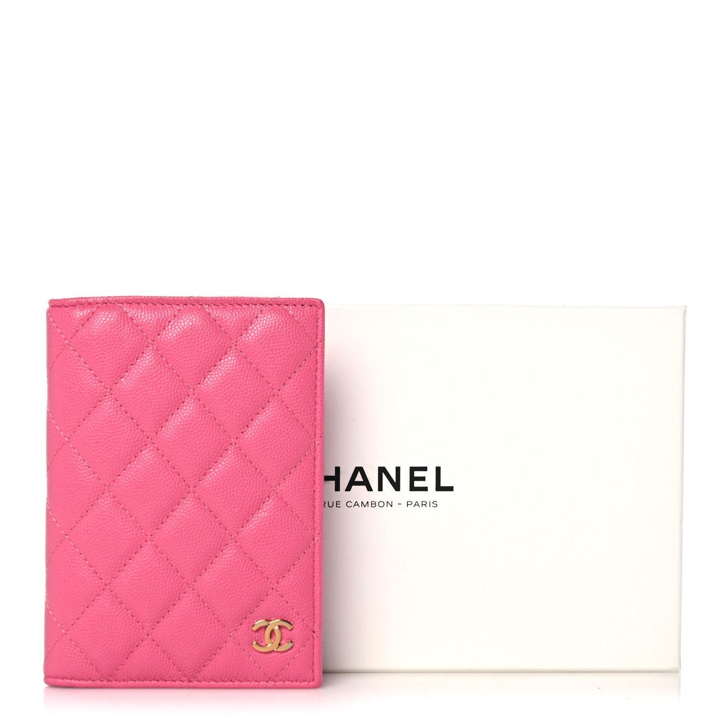 Caviar Quilted Passport Holder Pink