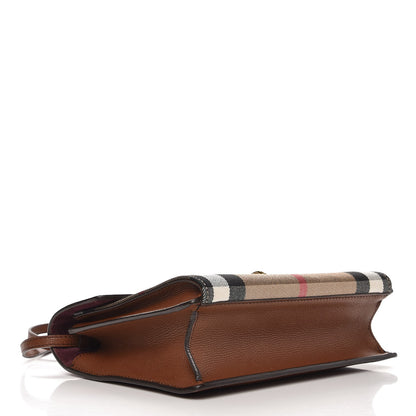Burberry Derby Calfskin House Check Small Macken Crossbody Bag Tan 4 of 9