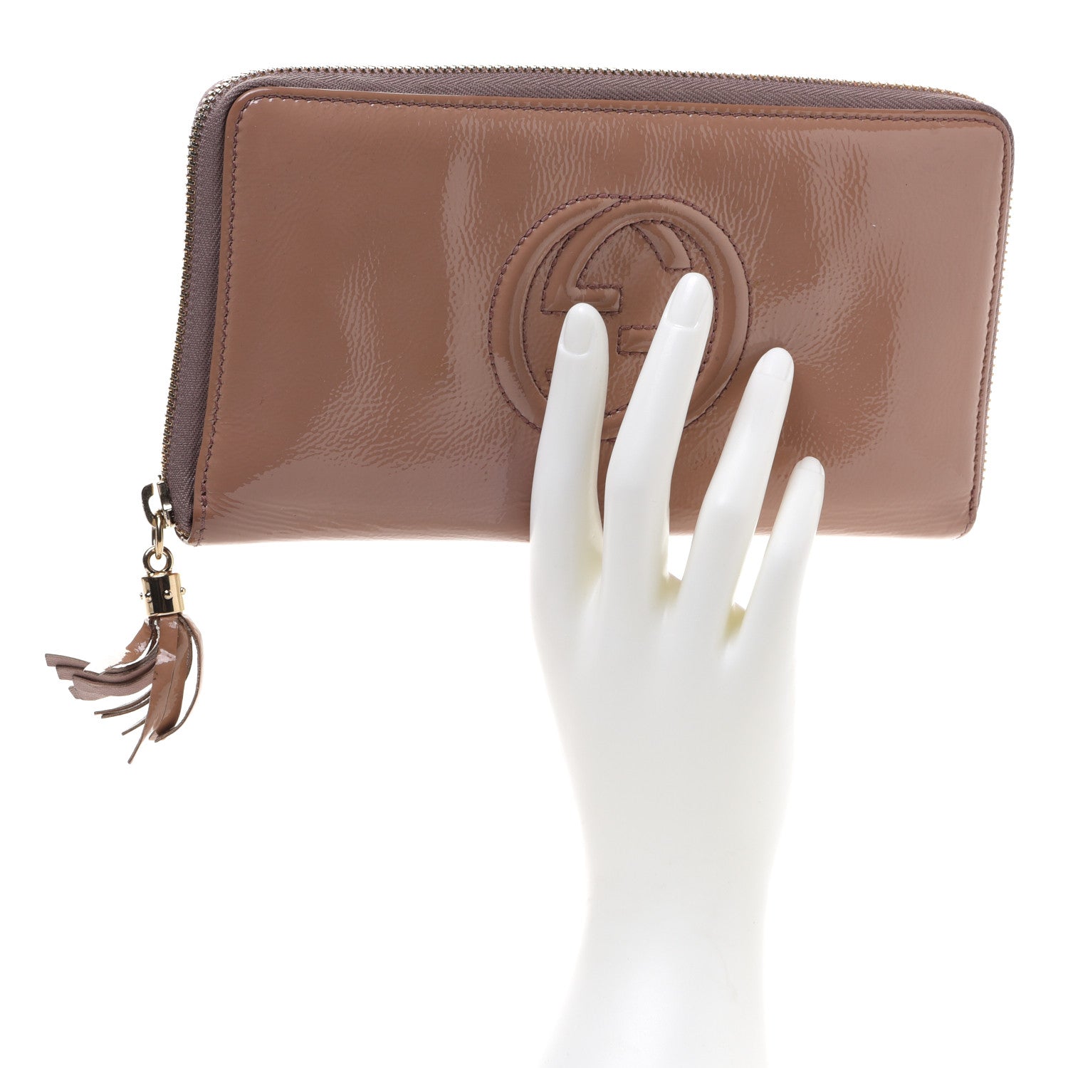 Gucci Patent Soho Zip Around Wallet Dark Cipria 2 of 11
